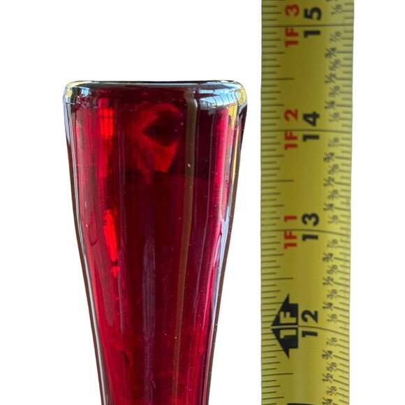 Tall Elegant Red & Clear Glass Vase For Home Decor Or Floral Arrangements - Picture 8 of 8